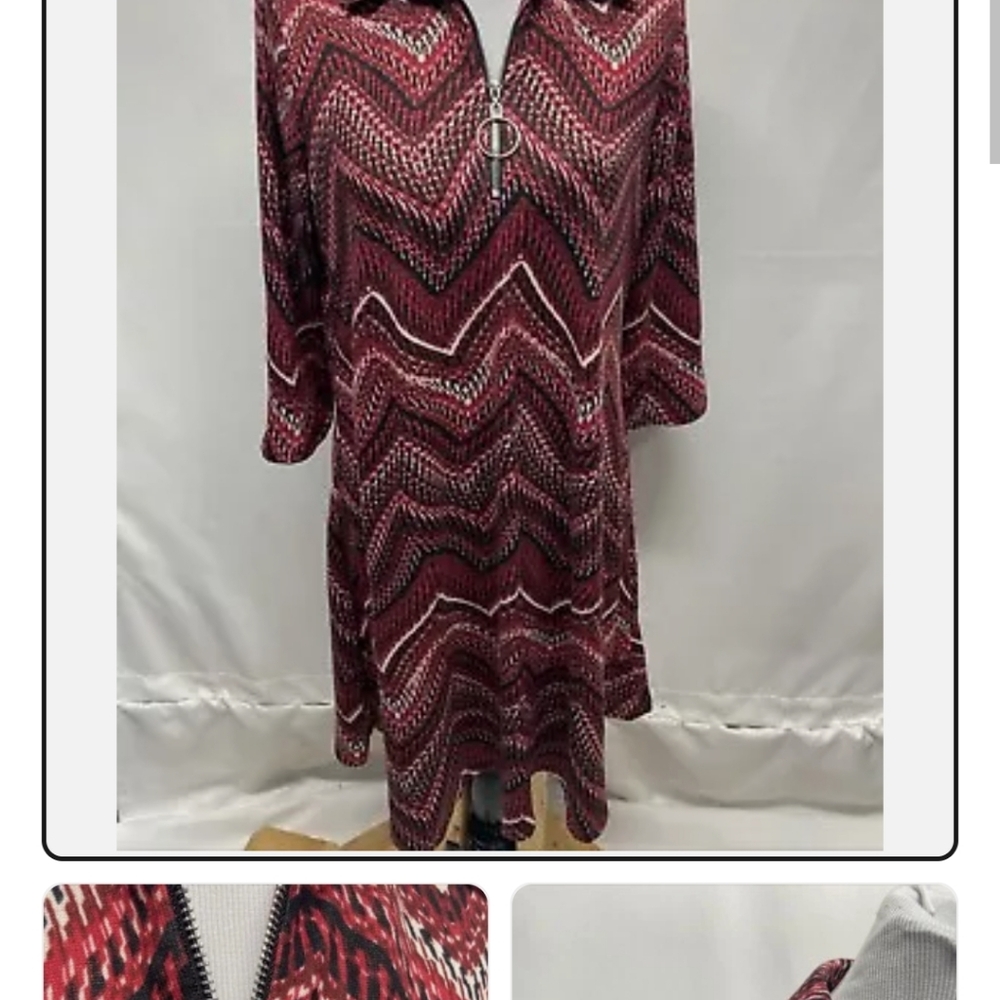 Ava & Grace Red Polo Collar Dress 3/4 Sleeve Casual